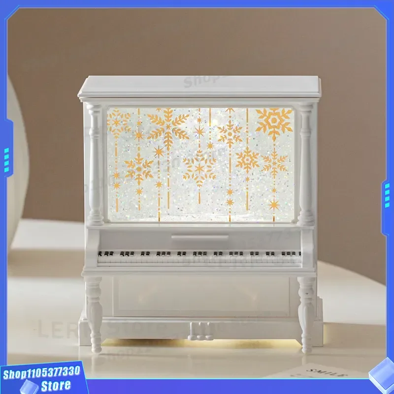 Crystal Ball Music Box Piano Melody Snowflake Design Cute Toy Ornament Birthday Gift for Little Girls Children Decorative