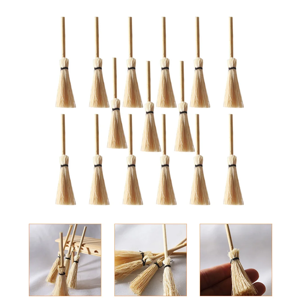 15 Pcs Mini Broom Dust Pan Bucket Simulation Brooms House Decor Accessories Decors