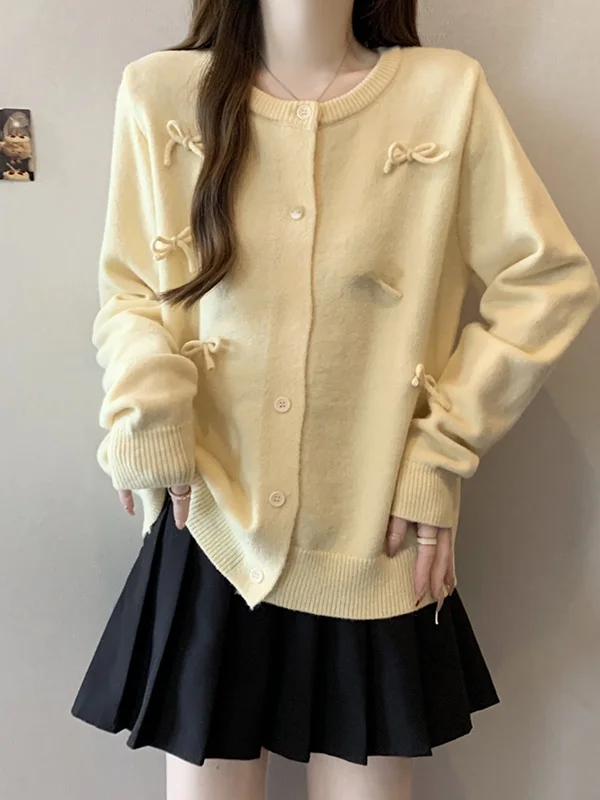 

Модный женский кардиган-свитер с 3D-узлом, осенне-зимняя новинка, элегантный открытый топ, трендовый трикотаж больших размеров