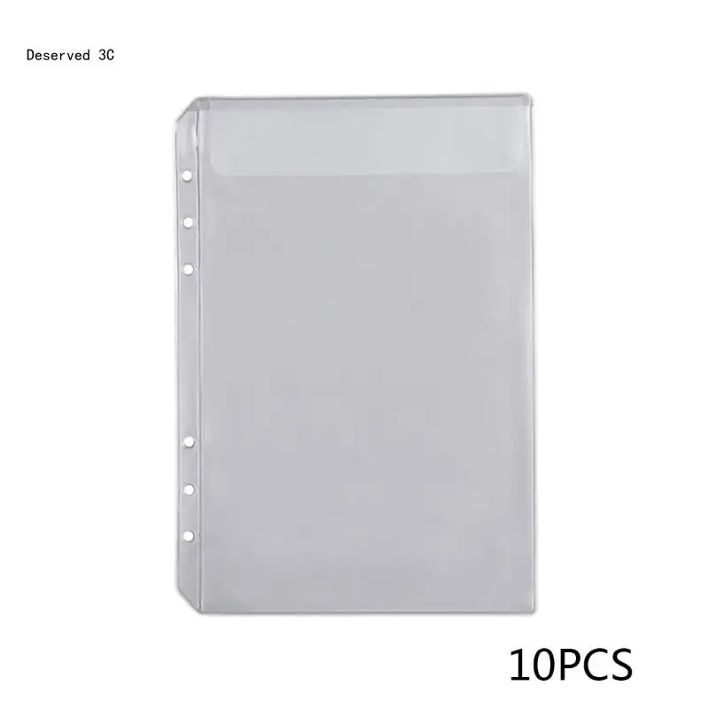 10Pcs/set Convenient Clear PVC Binder Binder Pockets Clear Zipper Folders