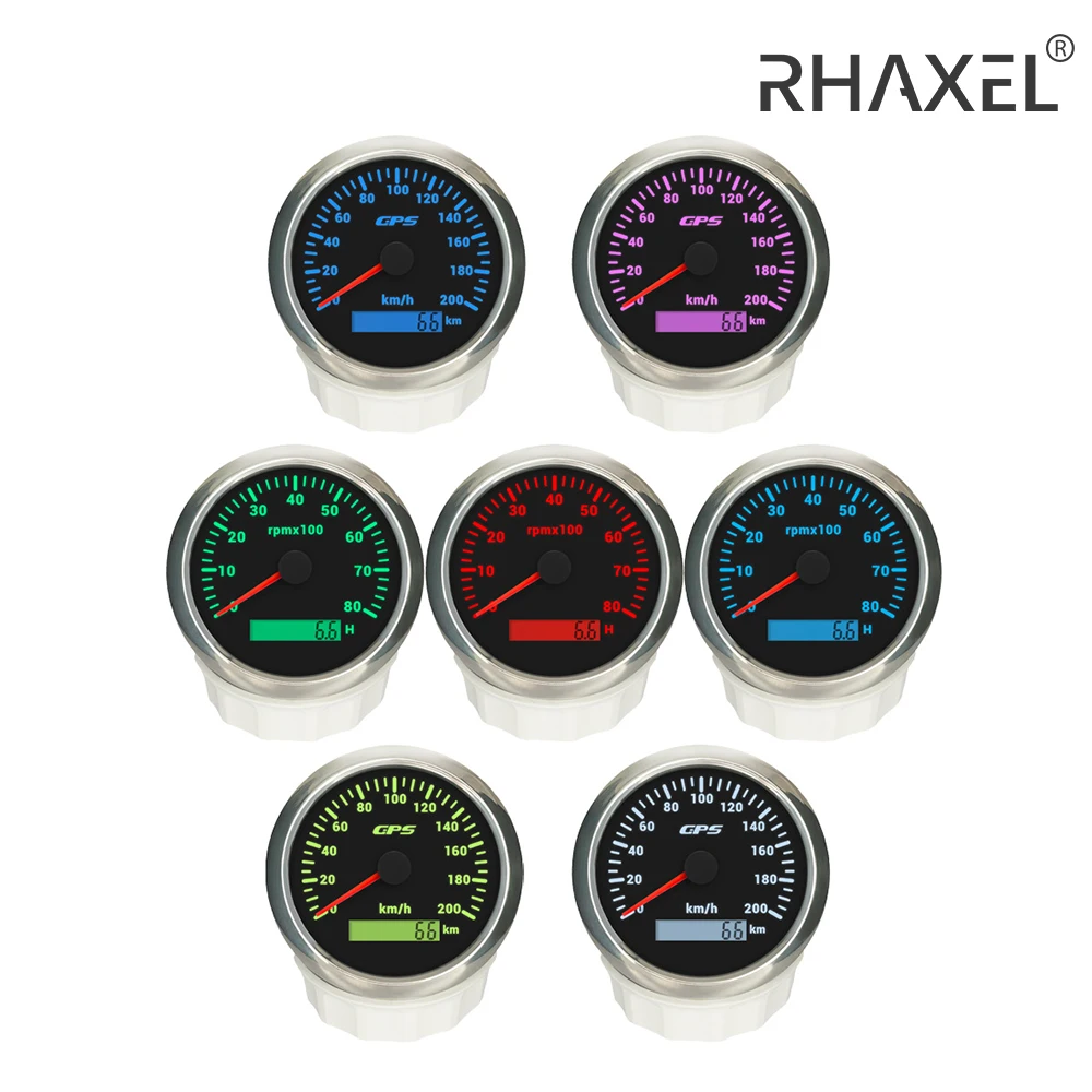 RHAXEL Gauge Set 85mm Speedometer GPS 30km/h Speedo Gauge Engine Diesel Tachometer 3000RPM 12V 24V with Backlight for Generator