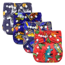 1pc Washable Reusable Baby Nappy Adjustable Baby Nappy Cover Suede LIner Pocket Cloth Diapers Nappies Boy Pants Dinosaur