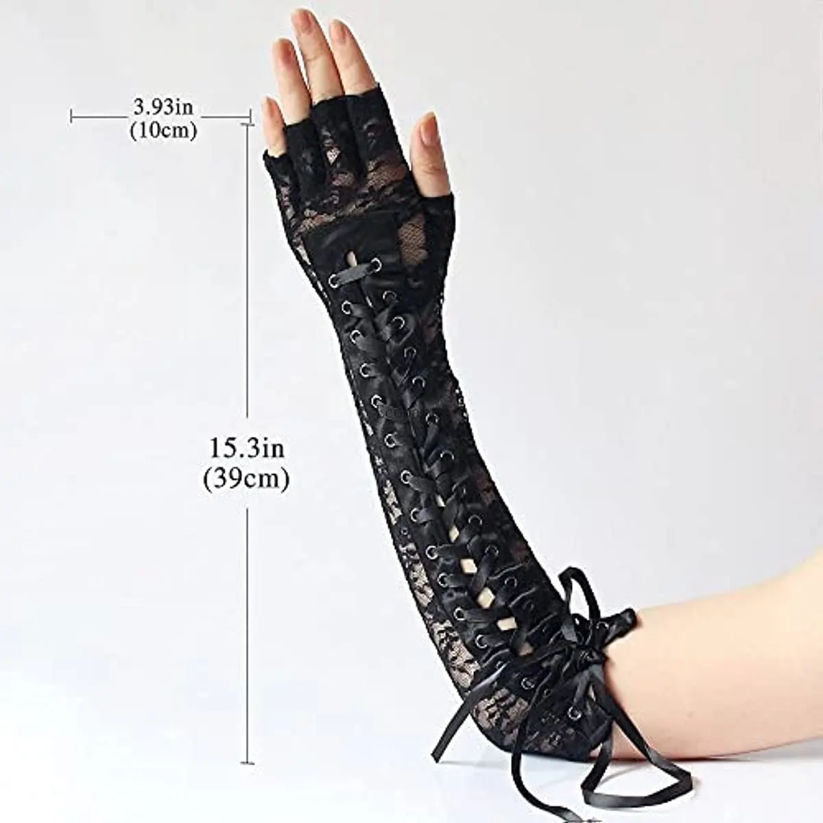 Fingerlose Spitze Up Handschuhe Schwarz Ellenbogen Handschuh Steampunk Handschuhe Stretchy Kostüm Party Zubehör für Frauen und Mädchen Zubehör