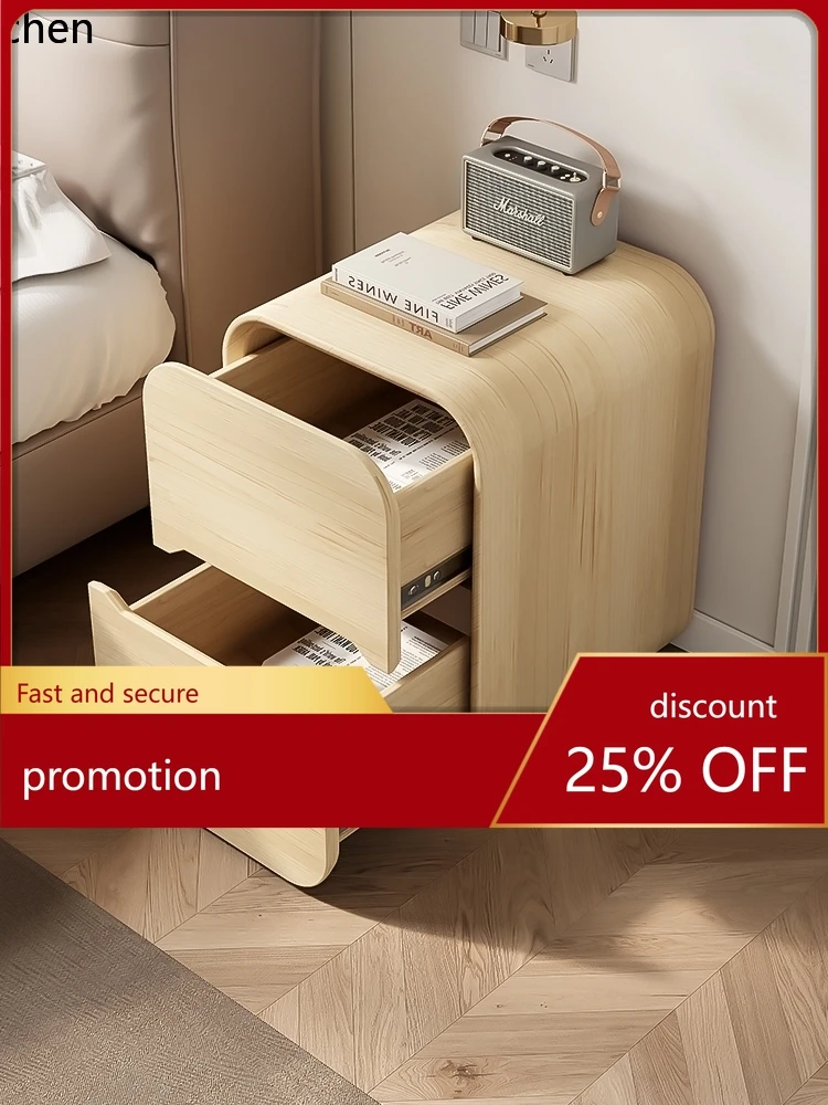 ZMLCream Style Bedside Table Solid Wood Bedside Cabinet Small Ultra Narrow Gap Mini Storage Cabinet