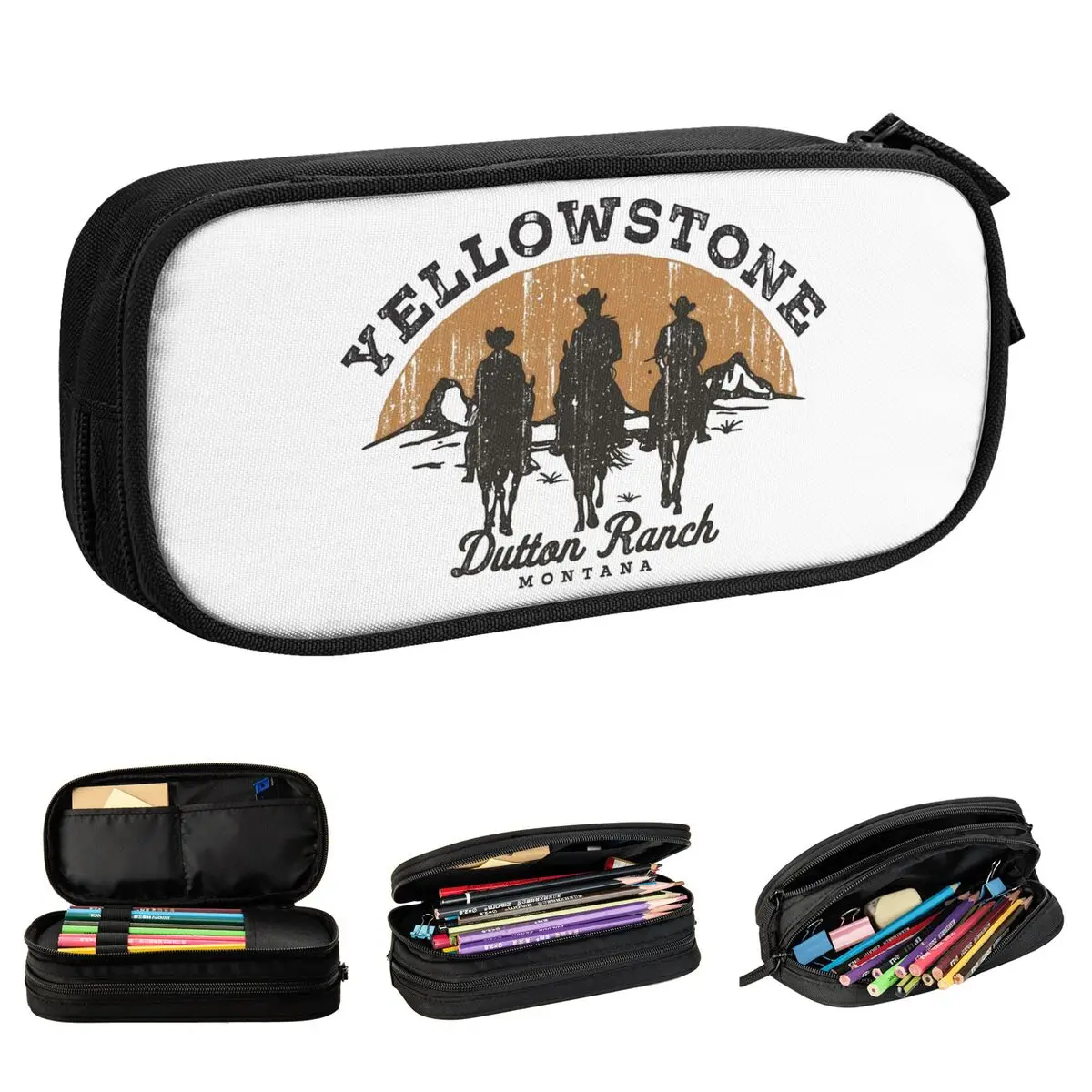 Yellowstones Dutton Ranch Pencil Case Tv Show Pen Bags for Student Large Storage School Supplies Gift Pencil Box