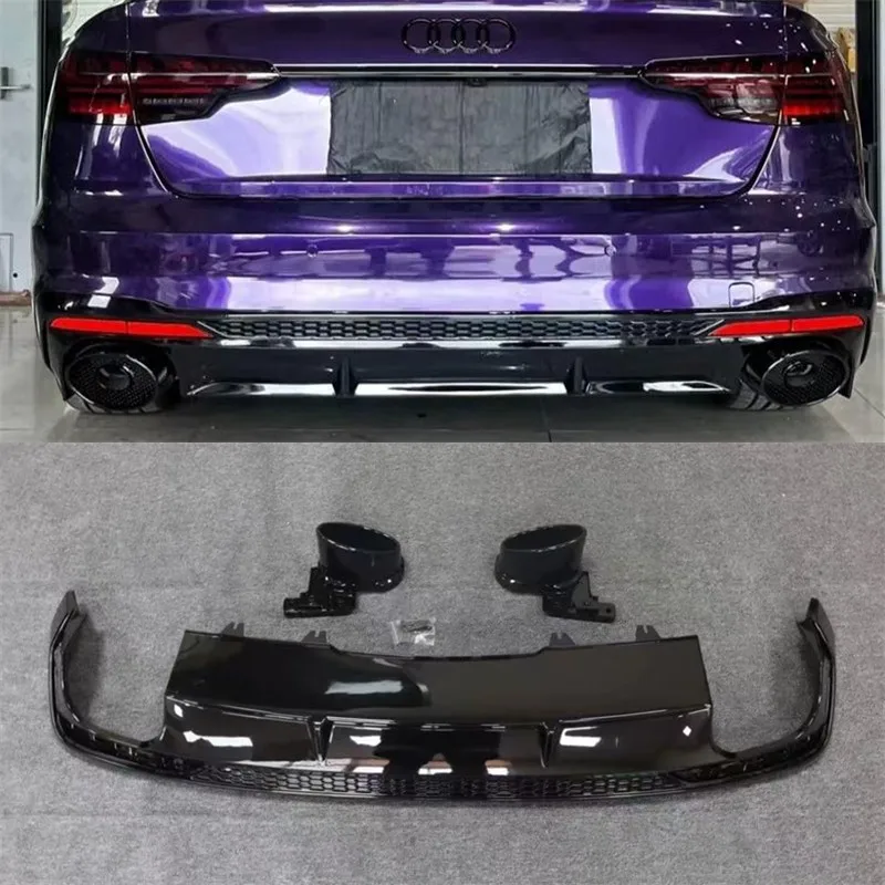 

Для Audi A4 S4 RS4 2020-2025 Высокое качество ABS яркий черный автомобильный задний бампер губ диффузор выхлопной спойлер автомобильные аксессуары обвес комплект