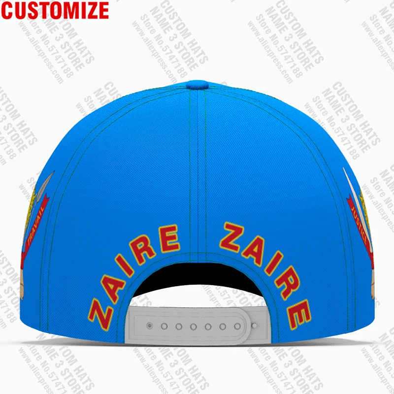 Zaire Baseball Caps Free 3d Custom Made Name Team Logo Hats Zar Country Congo Republic Nation French Kinshasa Rdc Flags Headgear