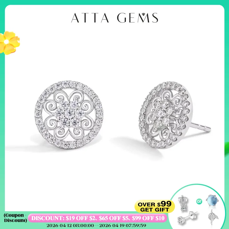 

ATTAGEMS сверкающие серьги с муассанитом для женщин D VVS1 Color Pass Diamond Test однотонное серебро S925 свадебные украшения в подарок