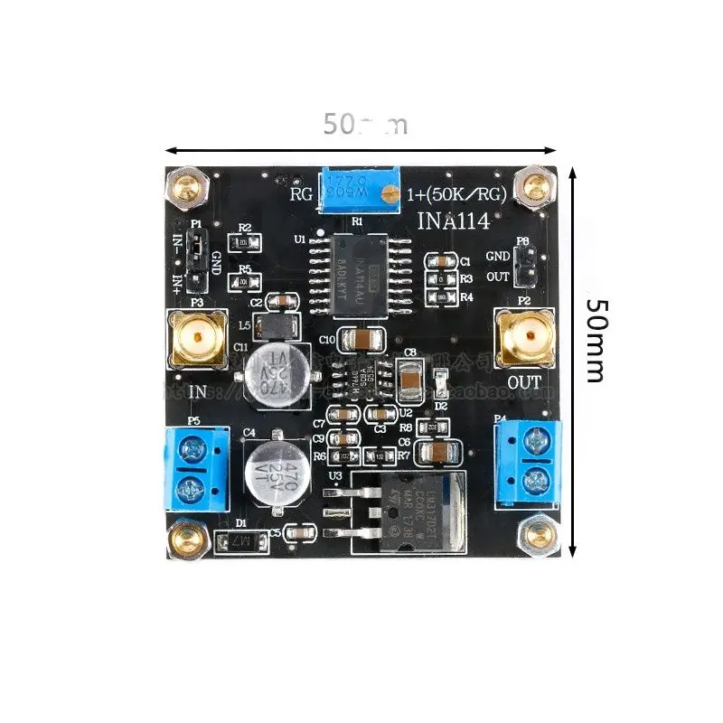 H INA114 Instrumentation Amplifier Module 1000 times Gain Adjustable Single Power Supply Single-ended Differential input