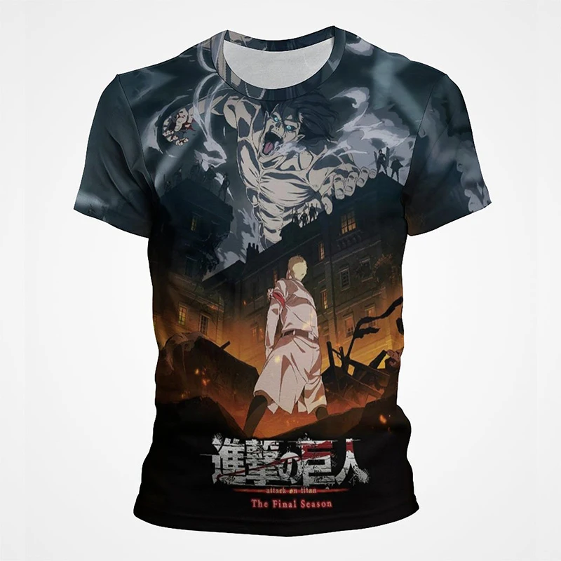 타이탄 티셔츠에 대한 거대한 공격 공격 남성 여성 소년 소녀 키즈 반팔 옷 애니메이션 3D 프린트 티셔츠, 통기성 탑스 티셔츠 