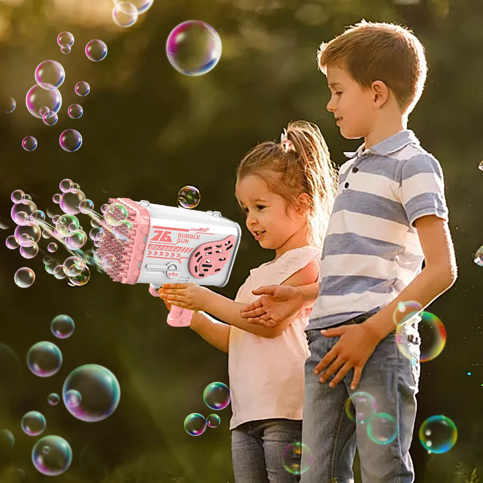 76 loch Blase Blaster Spielzeug Automatische Blasen Maschine Tragbare Blase Spielzeug Leck-beweis FÜHRTE Blase Blaster Spielzeug Für Kinder kleinkind 1-3