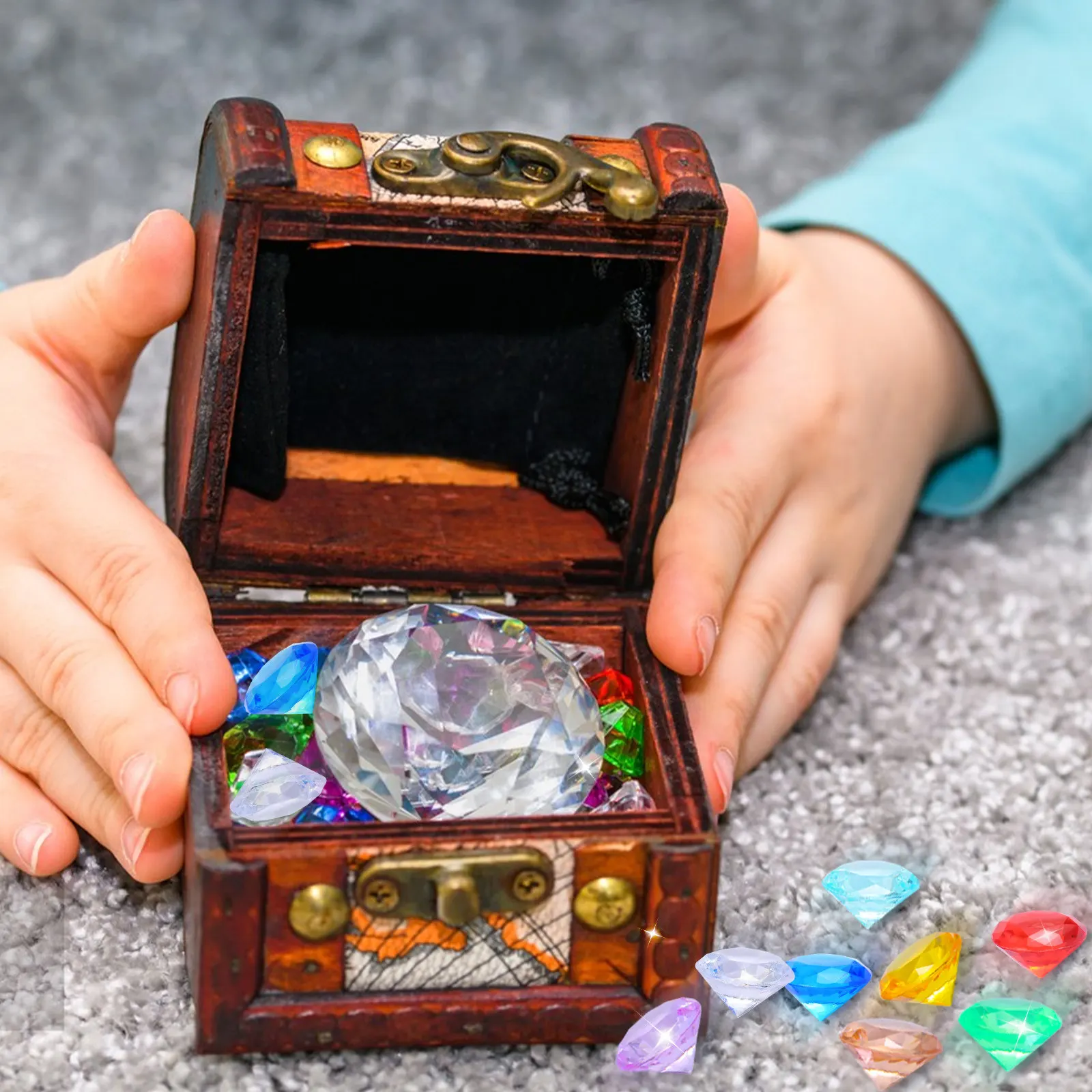 

60 шт. блестящих акриловых камней для дайвинга, для раннего развития, игр в бассейне, пляжных вечеринок, дня рождения, реквизит для сундуков с сокровищами