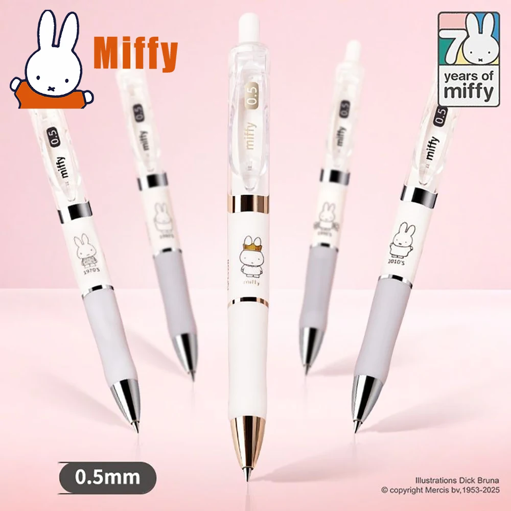 

Kawaii Miffy 70th Anniversary Retractable Neutral Pen Gift Box Cute Rabbit Quick Dry Ink Soft Grip 0.5mm Smooth Writing Girl Gif
