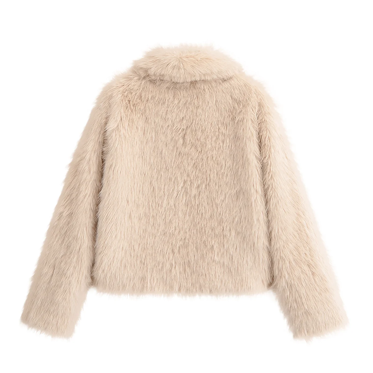 معطف نسائي مبطن من الفرو الصناعي أنيق للخريف جديد Sle بياقة واقفة وسحاب للإغلاق طويل Sve مناسب للسيدات Jaet