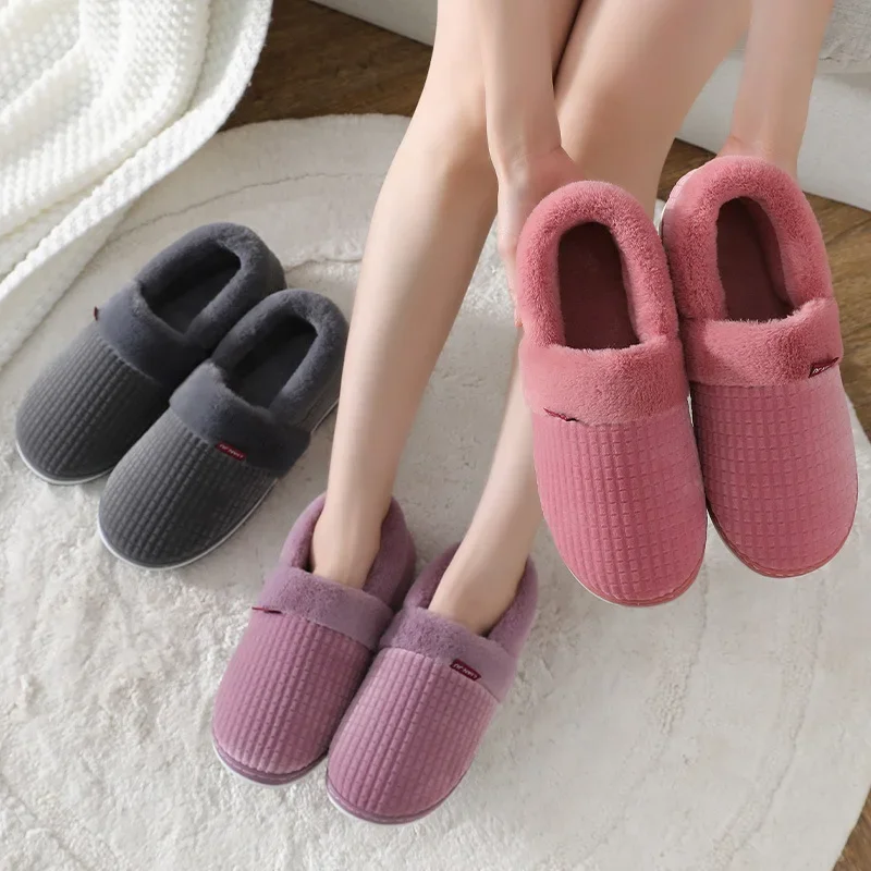 Zapatillas de casa para hombre y mujer, chanclas peludas antideslizantes de felpa para interior y dormitorio, zapatos suaves cálidos para parejas,