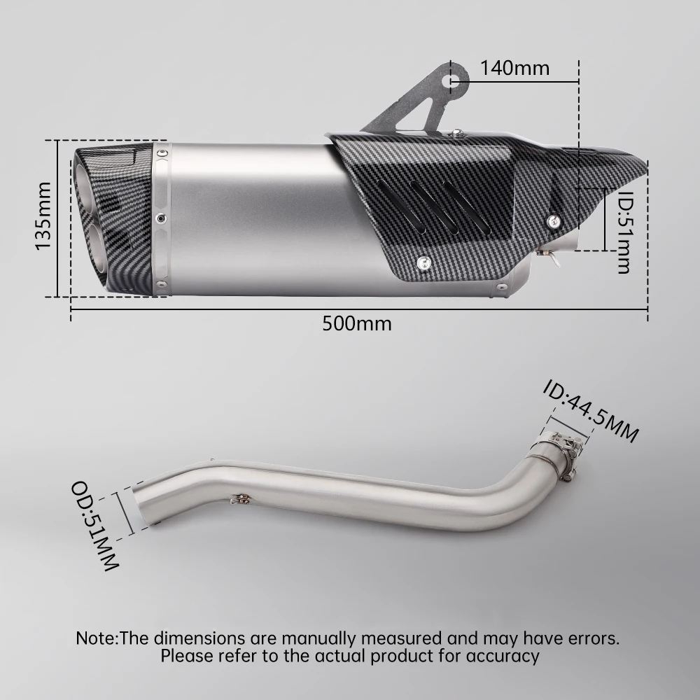 Slip On High - Efficiency Motorcycle Exhaust Pipe For VOGE DS525X DS 525X 2023 2024 Middle Link Pipe Connecting 51mm Muffler