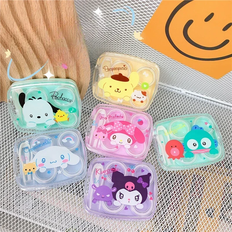 Sanrio Kuromi Contact Lens Cute Case Cartoon Two-Pack Kawaii Contact Lens Case Girls Convenient Portable Glasses Case