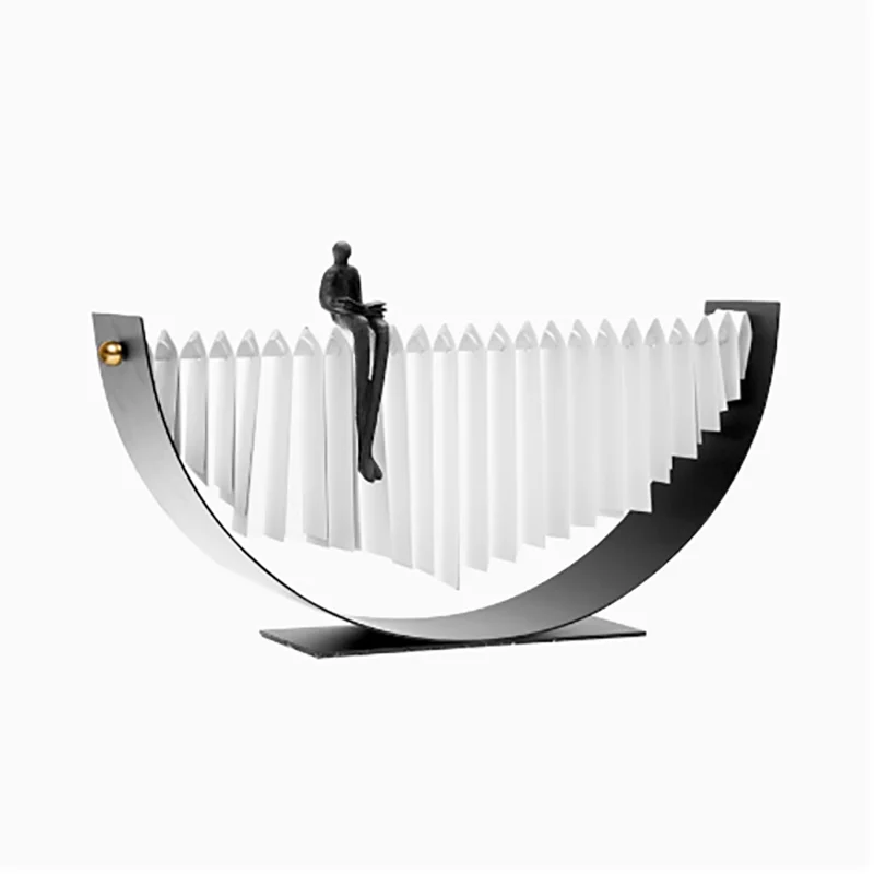 xx-Nordic Iron Base Resin Lonely Person Sculpture Artwork Decoration Home Room Figurines Accessories Office Desk Decor Crafts