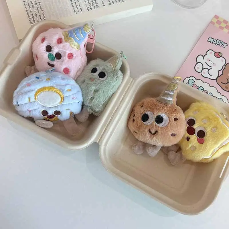 

New Cute Plush Cookies Keychain Cartoon Food Doll Toy For Women Girls Bag Ornament Car Pendant Keyring Children Gift Accessories