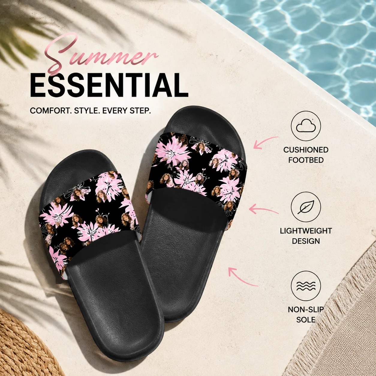 Customized women's slippers Customized text slippers Personalized fun text pictures Customized gifts for family and friends