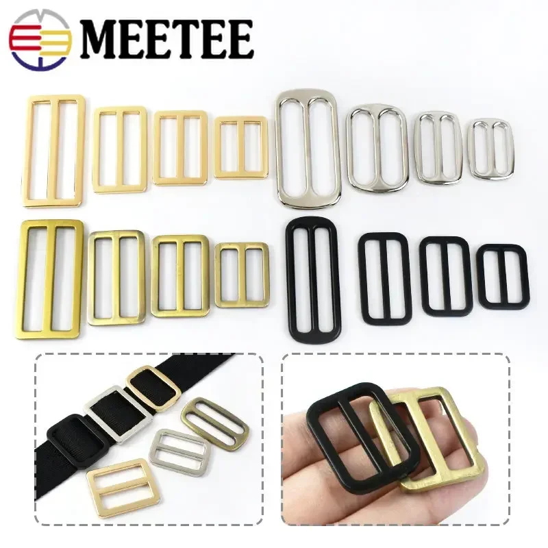 20Pcs Metal Rectangle Tri-glide Buckle 20-50mm Adjustable Clasp Bag Strap Connector Carabiner Webbing Hook Hardware Accessories