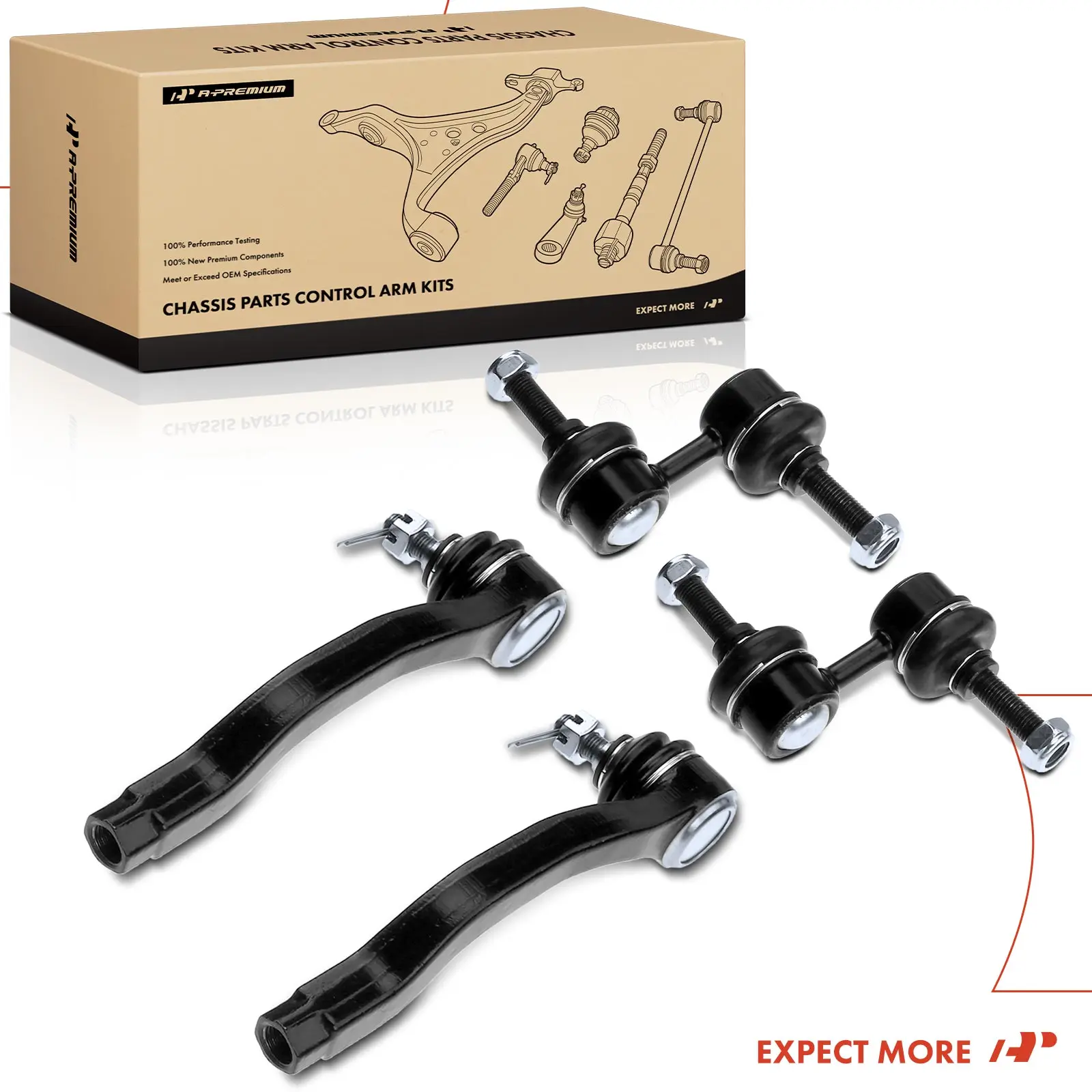 A-Premium 4x Front Stabilizer Bar Link & Tie Rod End for Honda CR-V 1997-2001 Civic 1999-2000
