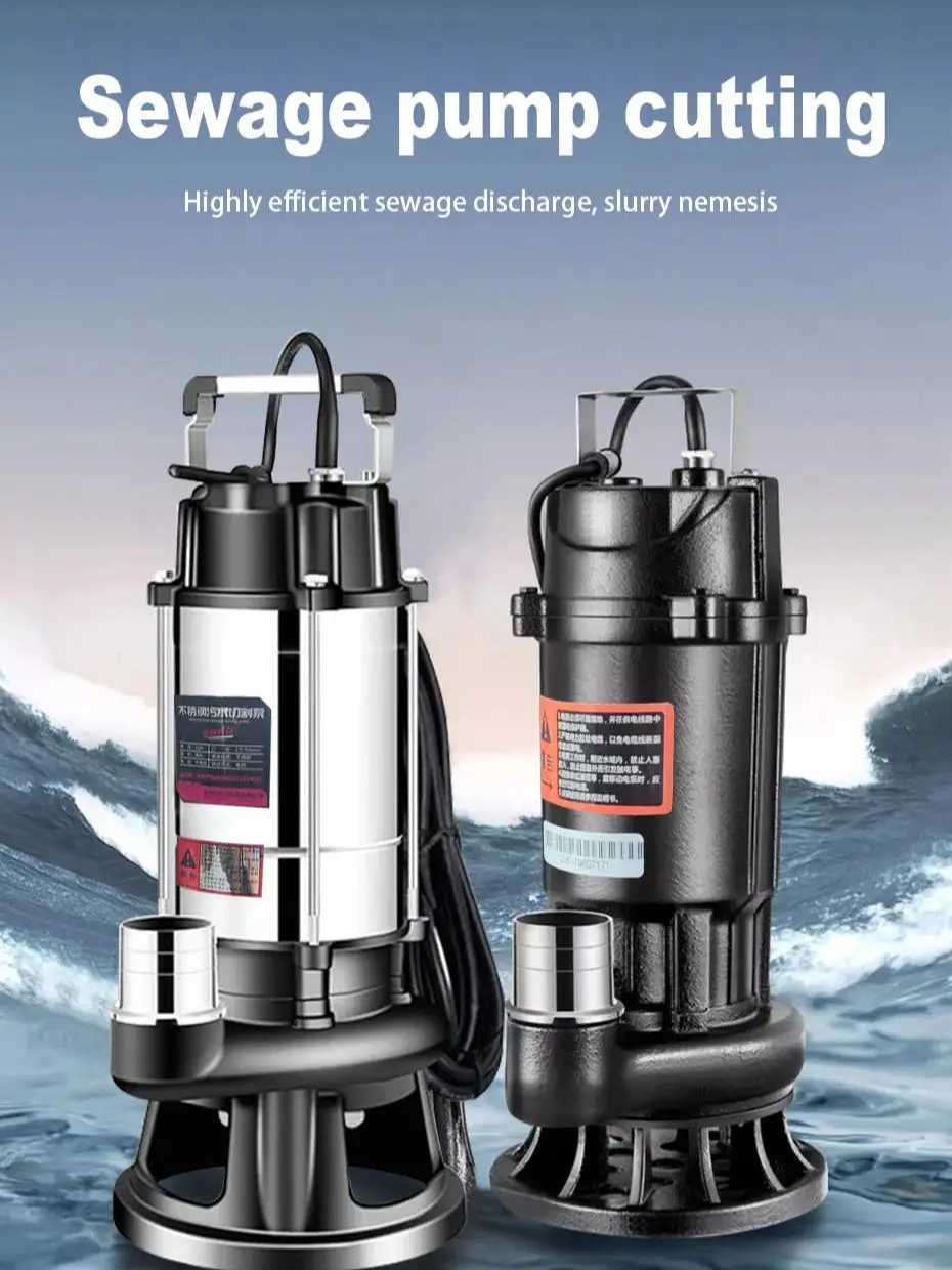 220V Uitwerpselen Pompen Modder Riolering Pomp Snijden Riolering Pomp Kleine Huishoudelijke Dompelpomp Septic Tank Pomp Pompmachine - afbeelding 2