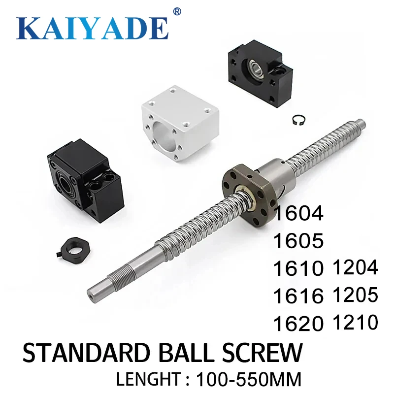 SFU1204 Ball screw Length 100-550mm nut nut seat plus BK10BF10 support seat ball screw set