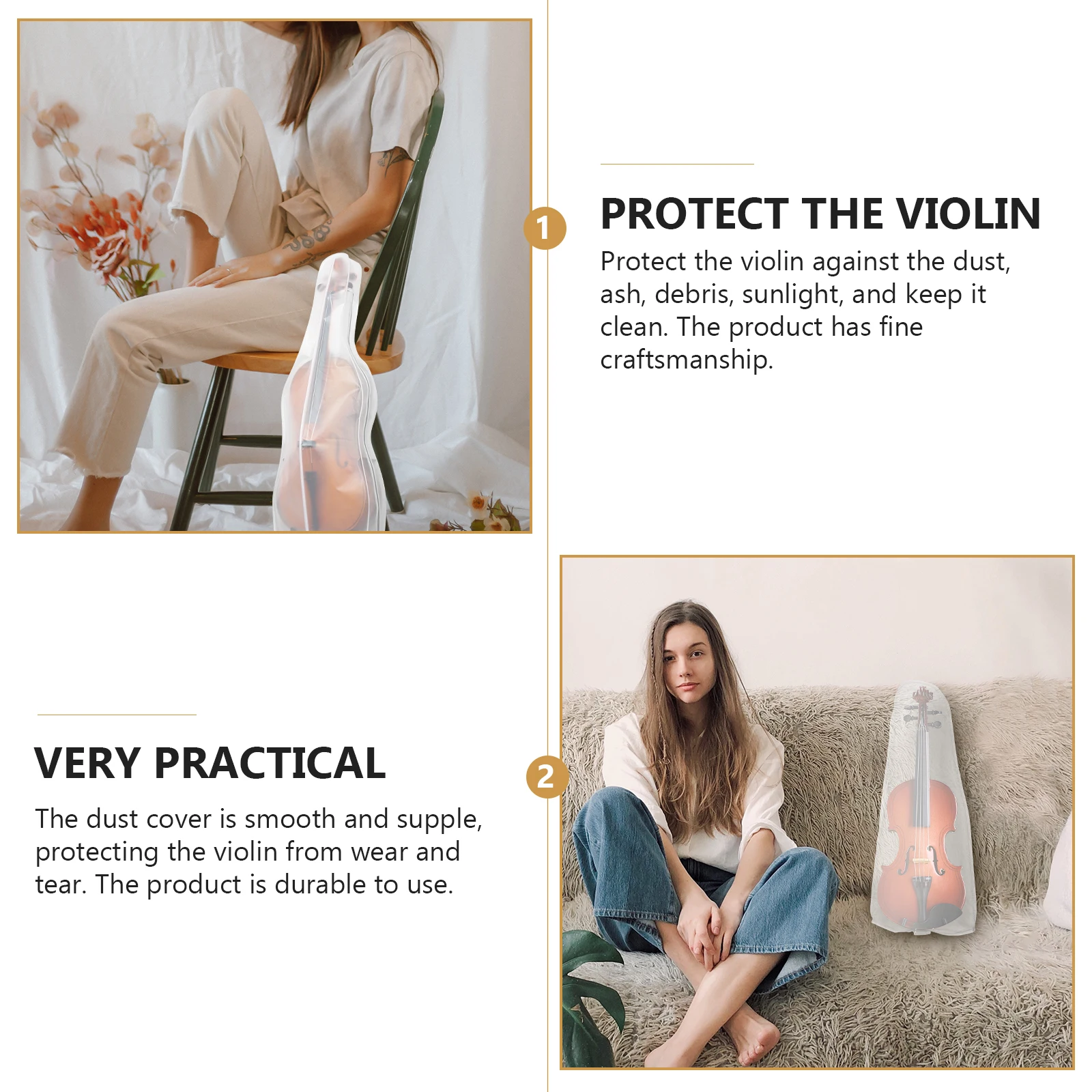 

Stylish Waterproof Violin Cover Portable Durable Protector Dust Resistant Lightweight Cover For Violin Practical Supple Musical