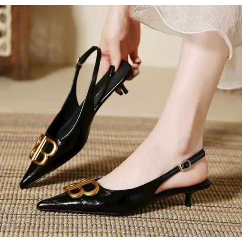 

New Classics Pointed High Heels Sandals for Women Back Hollow Half Headed Single Shoes Fashion Woman Casual Shoes Sandalias