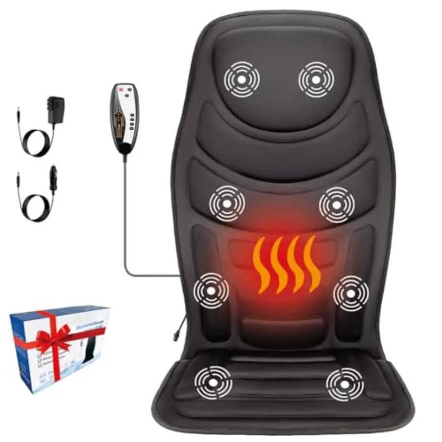 

Back Massager with Heat 8 Vibration Motors Massage Chair Pad for Shoulder and Back Deep Tissue Vibration Seat Cushion for Body