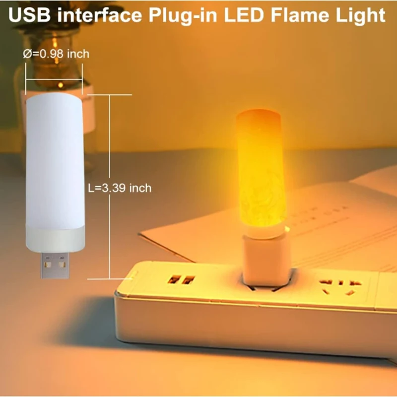 USB 5V LED Simulated Flame Light Dynamic Candle Effect Atmosphere Light for Power Bank Camping Portable Flame Atmosphere Lamp