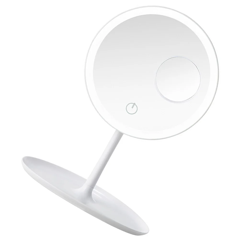 1 Juego de espejo de maquillaje con luz LED, tocador de mesa, espejo de escritorio blanco, perfecto para tocador, dormitorio, baño