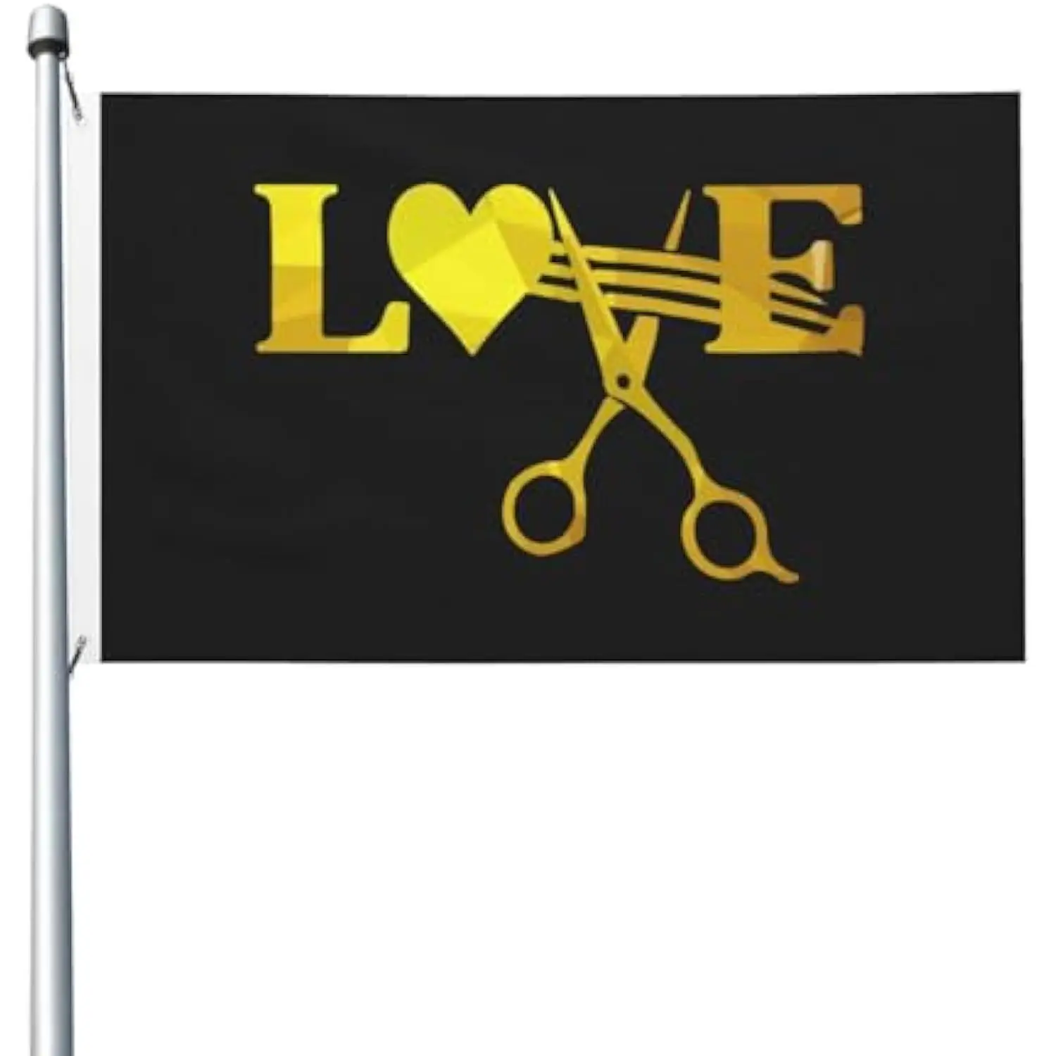 Love Stylist Barber Hair Cutting Design Outdoor Flag Durable Polyester For Garden