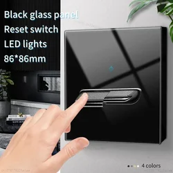Pannello interruttori a parete in vetro temperato nero Led presa europea 16a interruttore luce a levetta retrò presa 2usb Standard ue Uk 1Gang-4gang