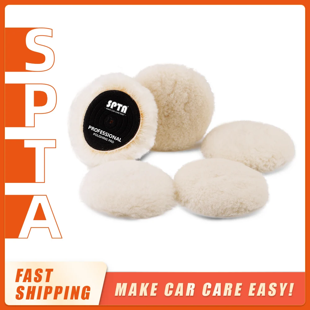 

(Bulk Sales 2Pcs & 5Pcs) SPTA 1"/2"/3"/5"/6"/7“ Heavy Cut Wool Polishing Pad High Density Lambs For DA / Ro Car Polisher