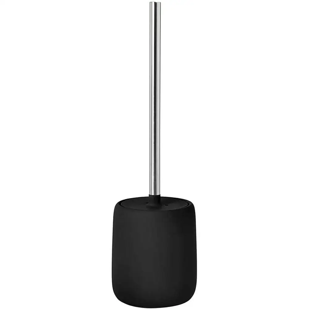 Stainless Steel Toilet Brush Holder with Ceramic Base Elegant Design Modern Bathroom Accessory Cleanliness Essential