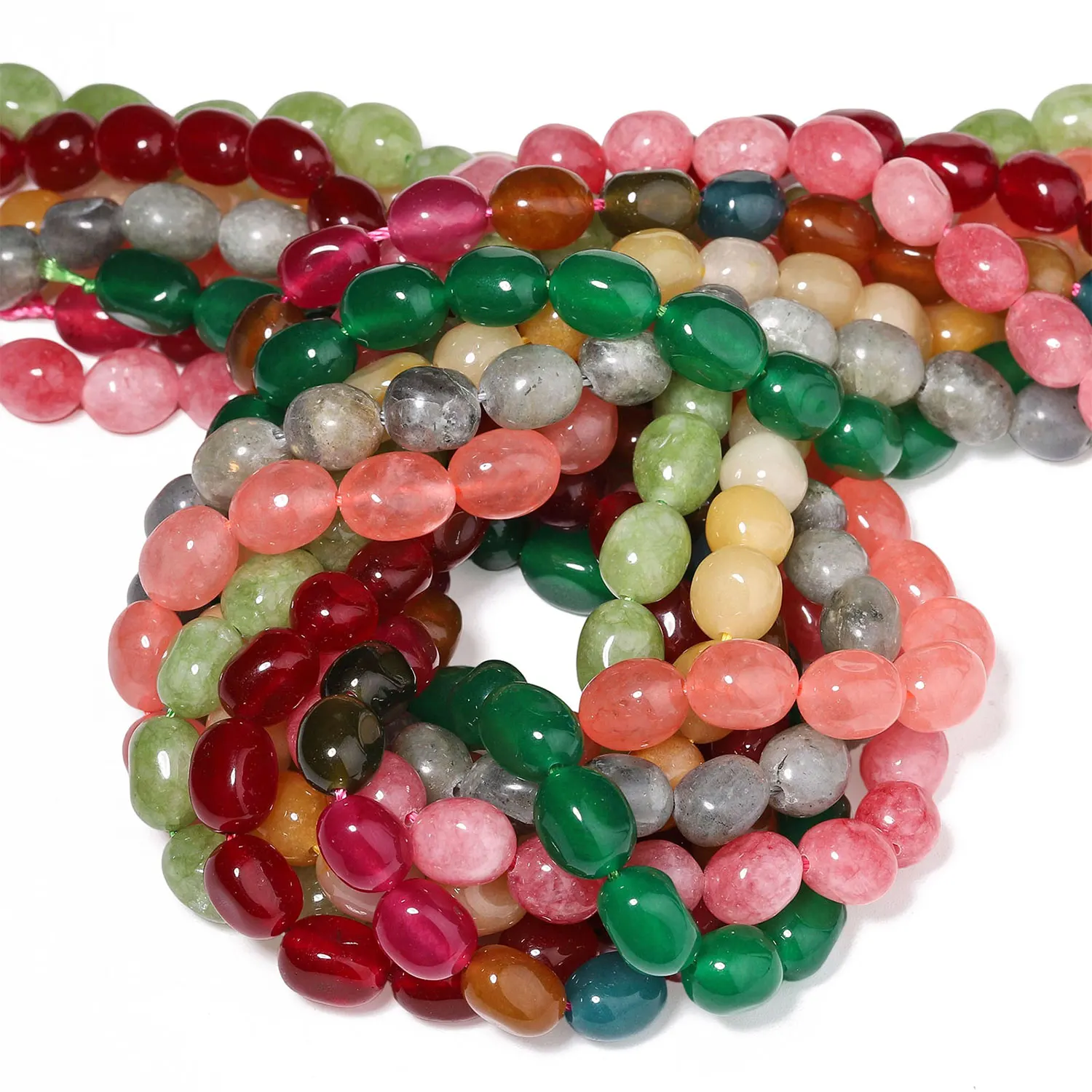 8-12mm Unregelmäßige Naturstein-Perlen aus Labradorit und Mehrfarbigem Chalcedon, Lose Perlen für Schmuckherstellung, DIY-Armbänder und Accessoires – Detail 5