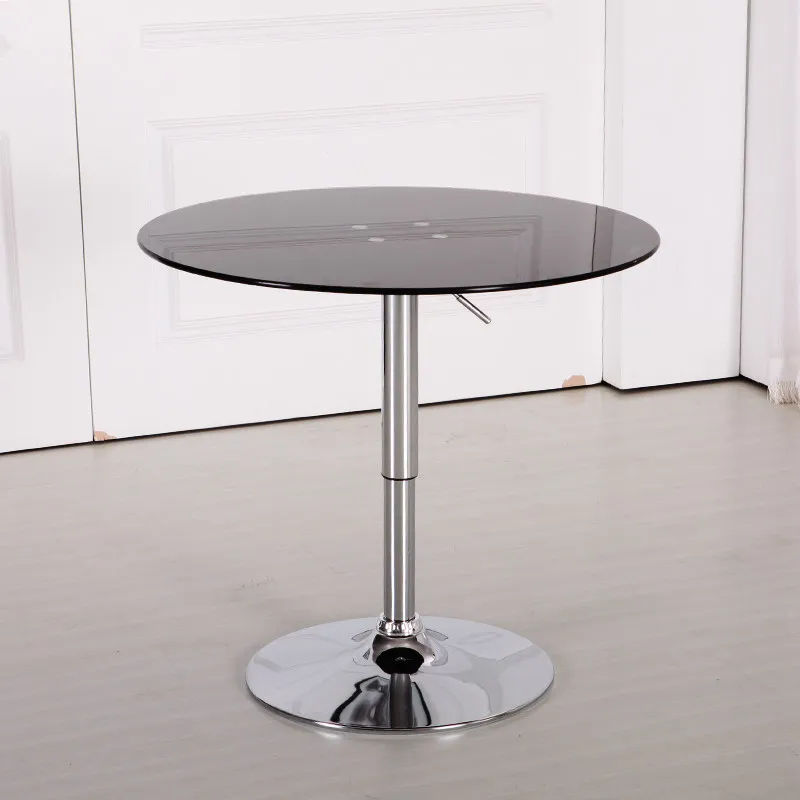 Simple modern tempered glass small round table stainless steel balcony casual table negotiation reception reception table