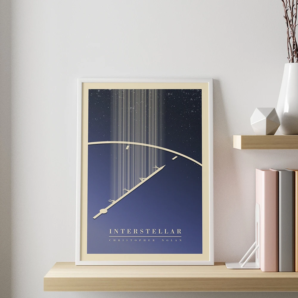 Unframe Minimalist Interstellar Movie Poster, Abstract Canvas Print, Black Hole Through Space Wall Art, Modern Painting, Room Ho