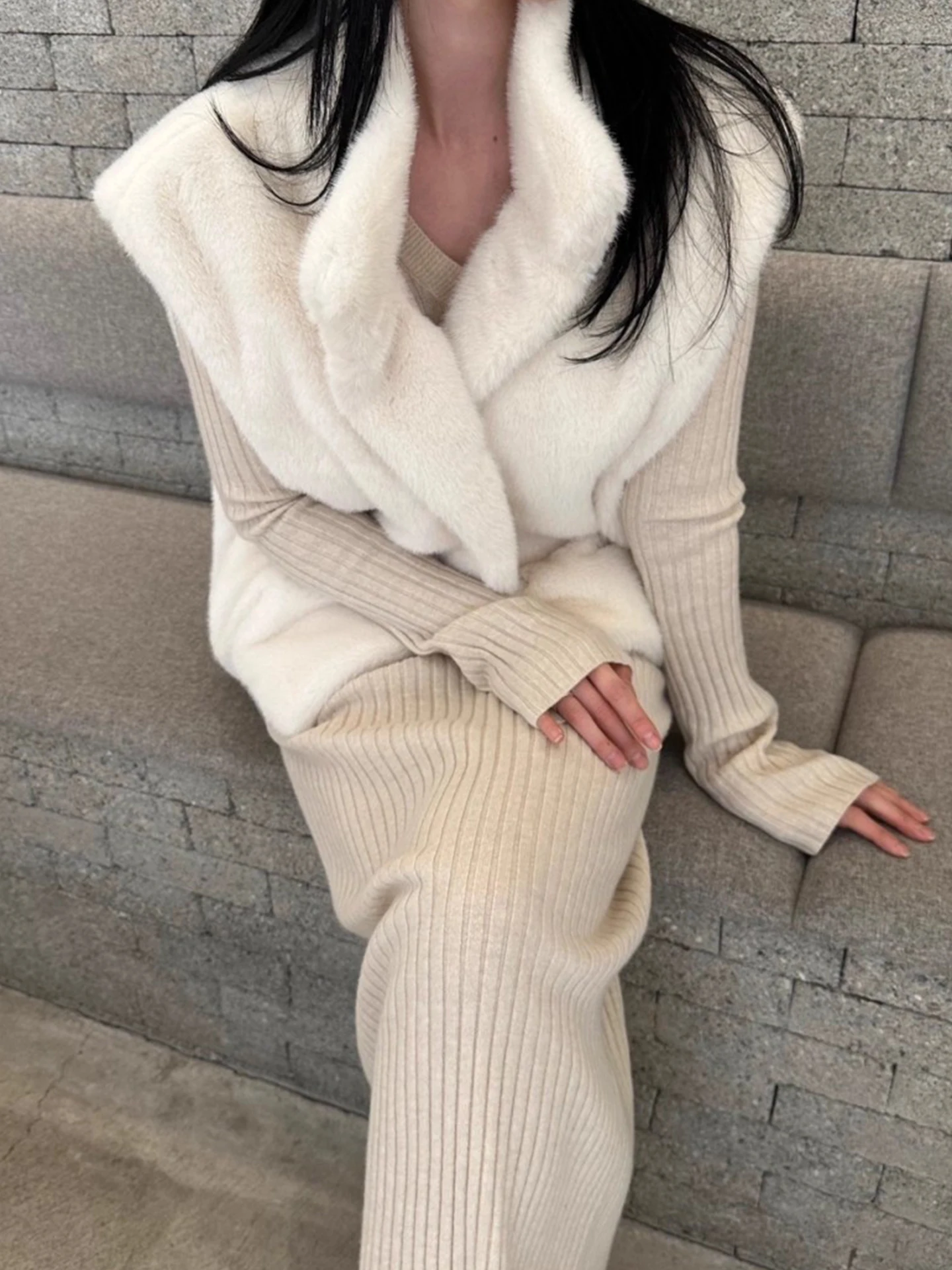 Gilet invernale da donna in pelliccia sintetica chic, collo alto, vestibilità ampia, Dstring Fem Faionable, chiusura lunga con cerniera