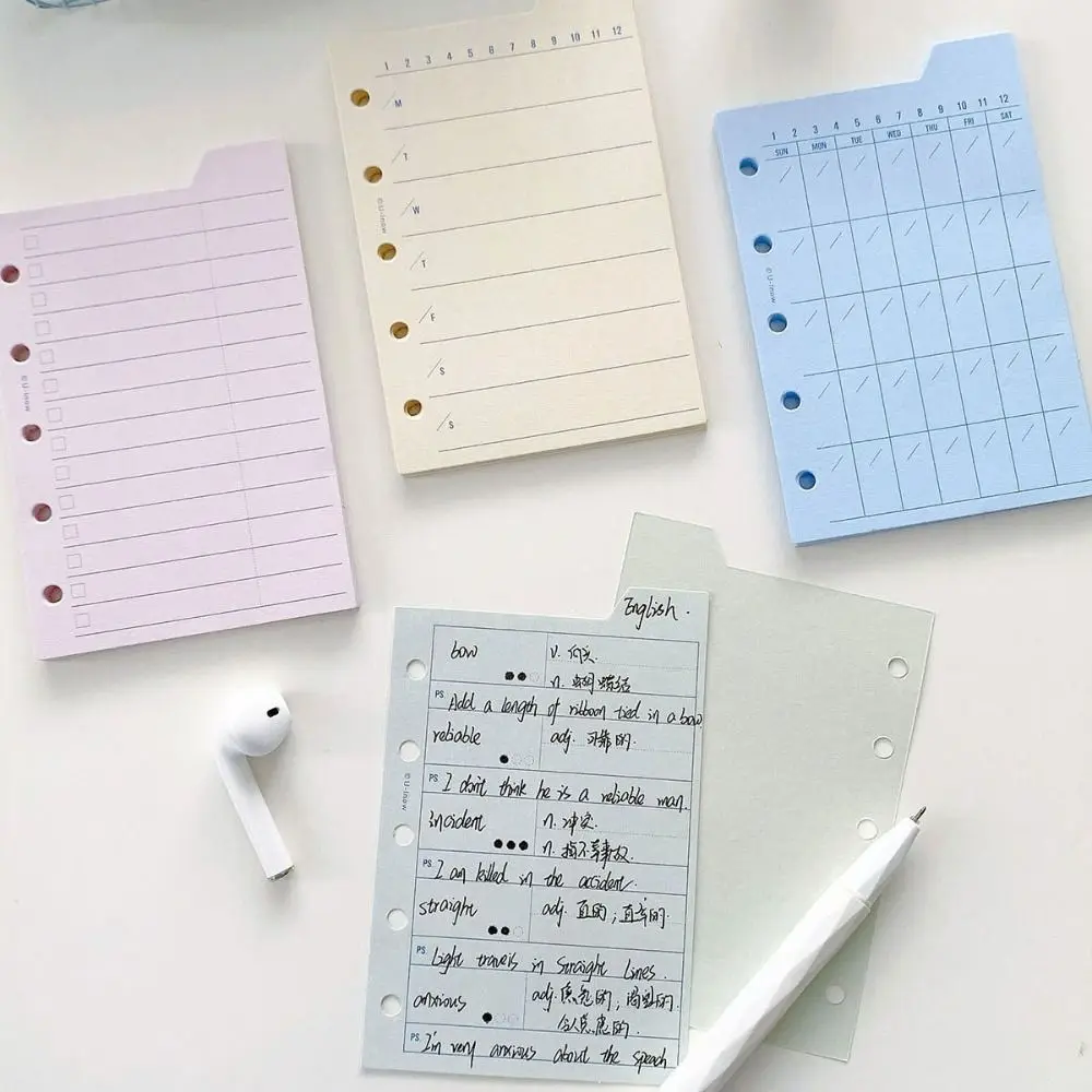 30Sheet Loose-Leaf Notebook Refill Paper Index Inside Page Cards 5-hole M5 Inner Refill Binder Paper Pages Line Grid