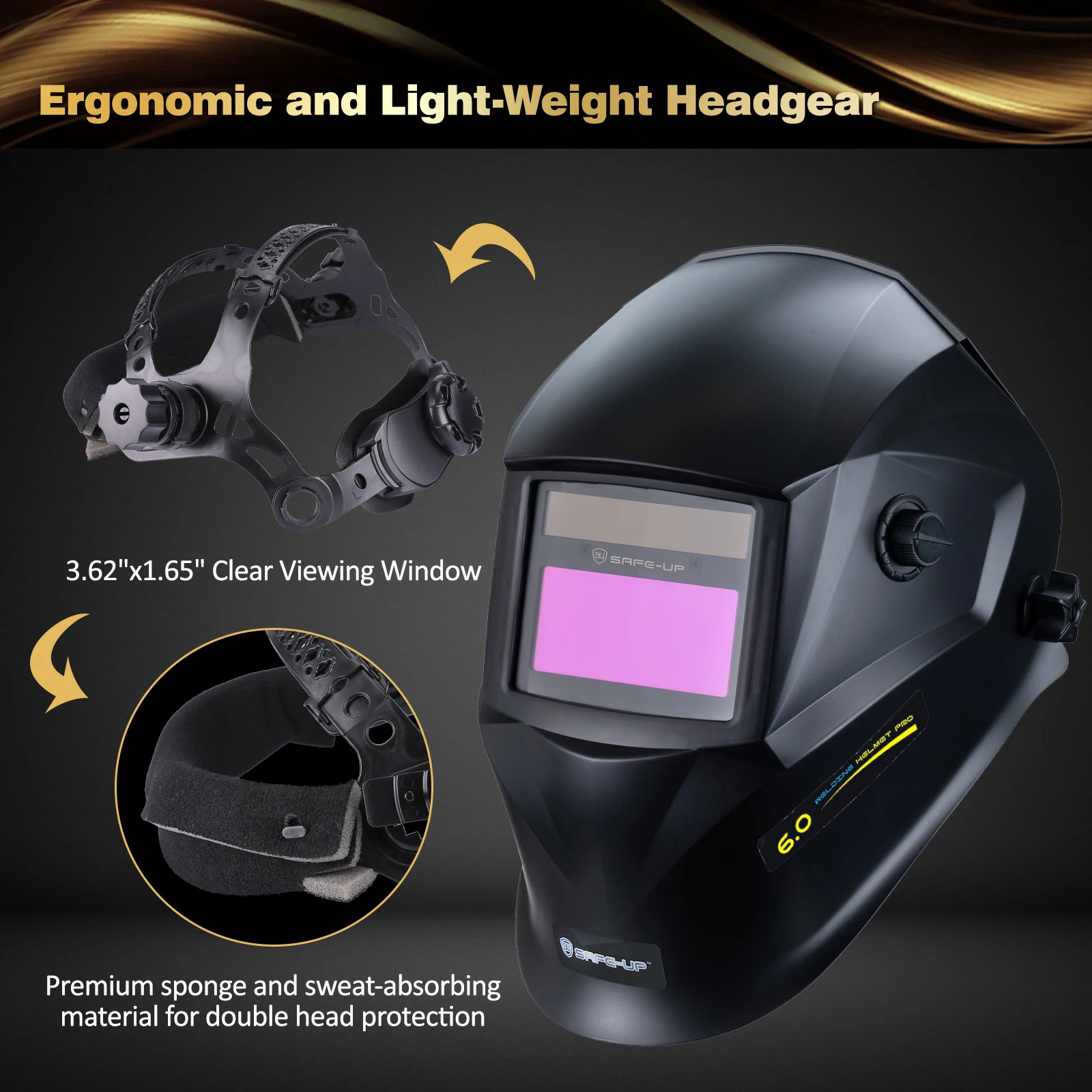 SAFEUP Welding Helmet Wide Shade Range 4/9-13 Auto Darkening Welding Mask for TIG MIG ARC Welding Machine