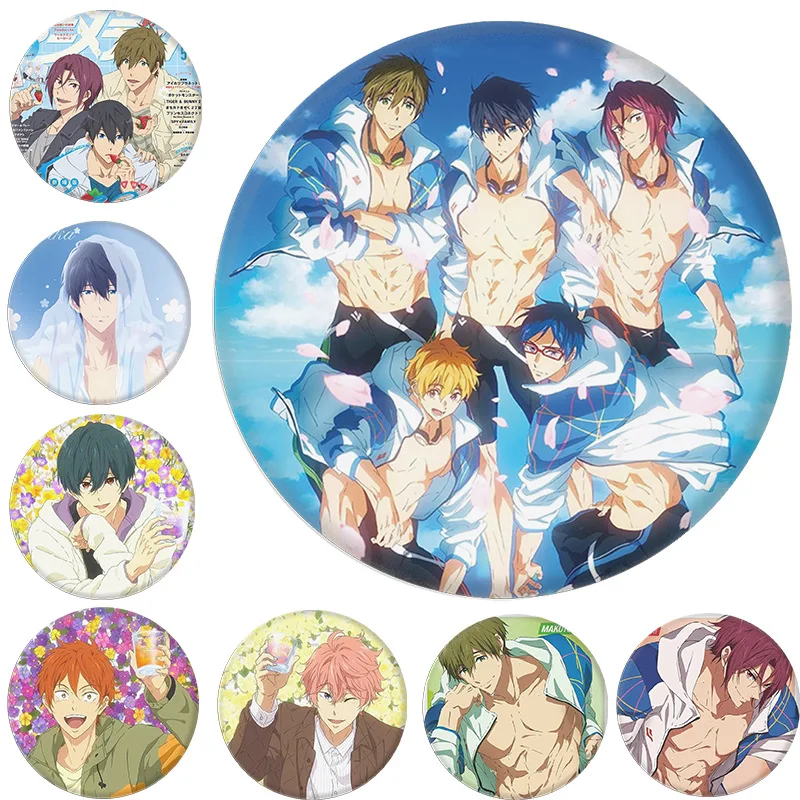 58MM free！ swim club  значки на рюкзак iron badges round button