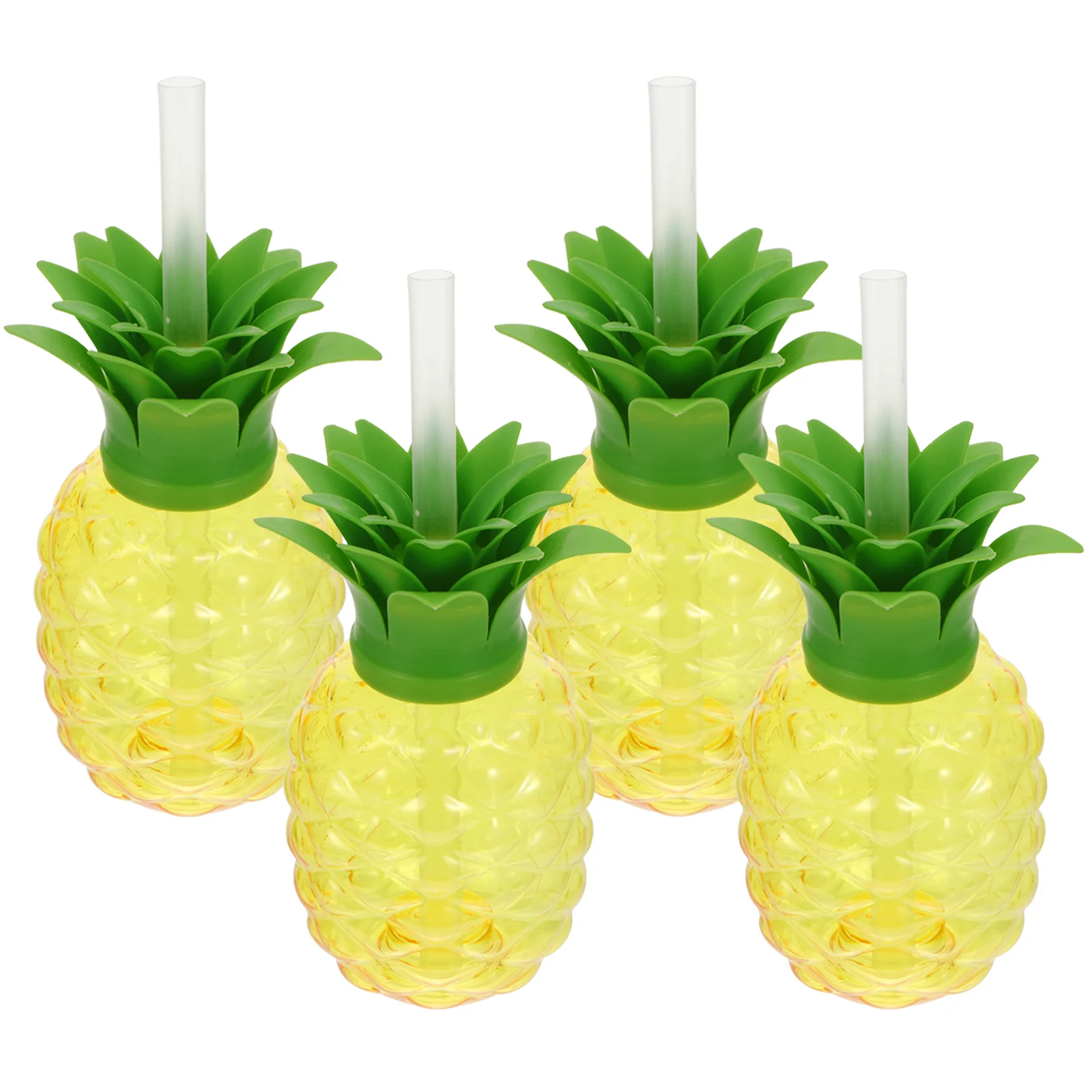 

4 Pcs Pineapple Cup Party Cups for Drinks Hawaiian Mugs Decorate Long-term Use Drinking Plastic Style with Straws Juice