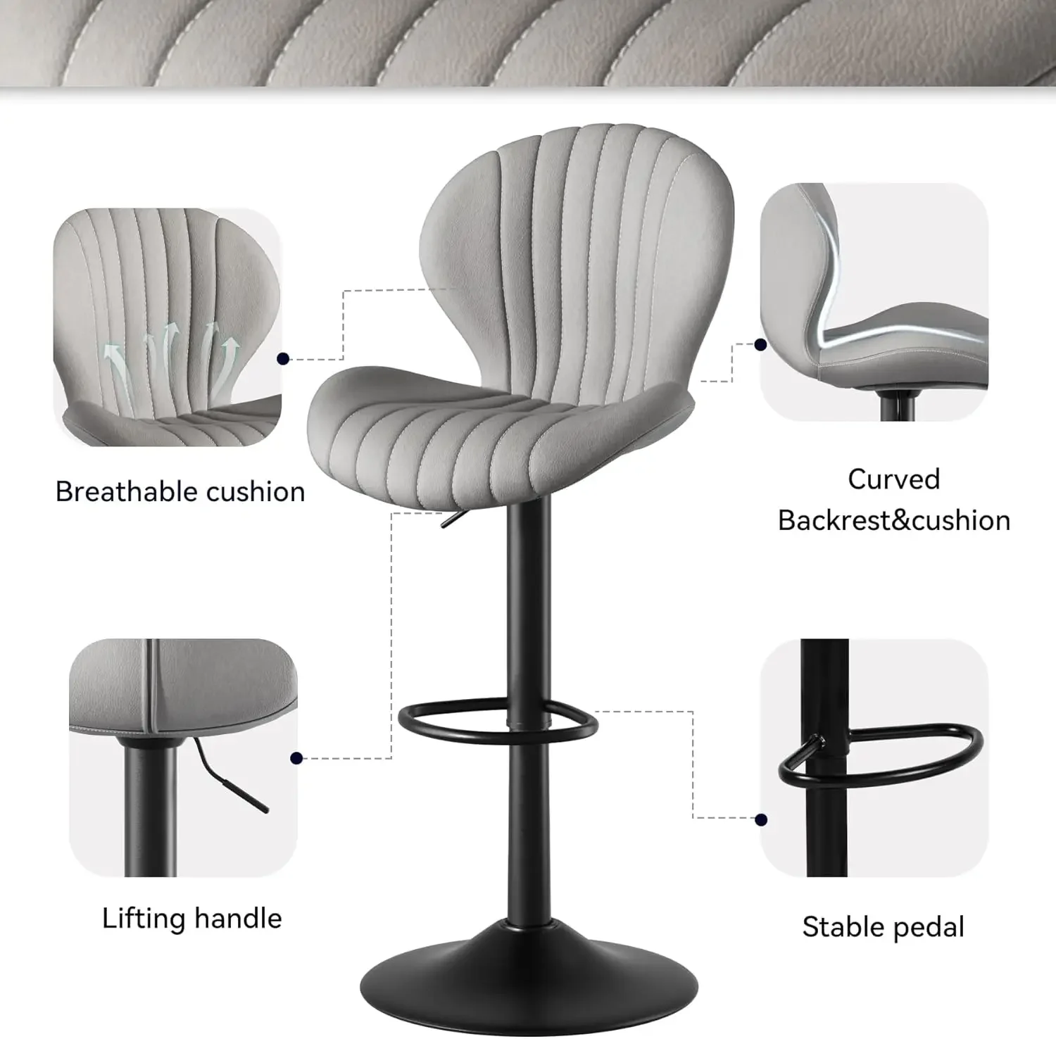 สินค้ามาใหม่! ส่งฟรี! เก้าอี้บาร์หมุนได้ทันสมัย 3 ตัว, เก้าอี้บาร์ทรงสูงพนักพิงสูง, ประกอบง่ายใน 3-5 นาที