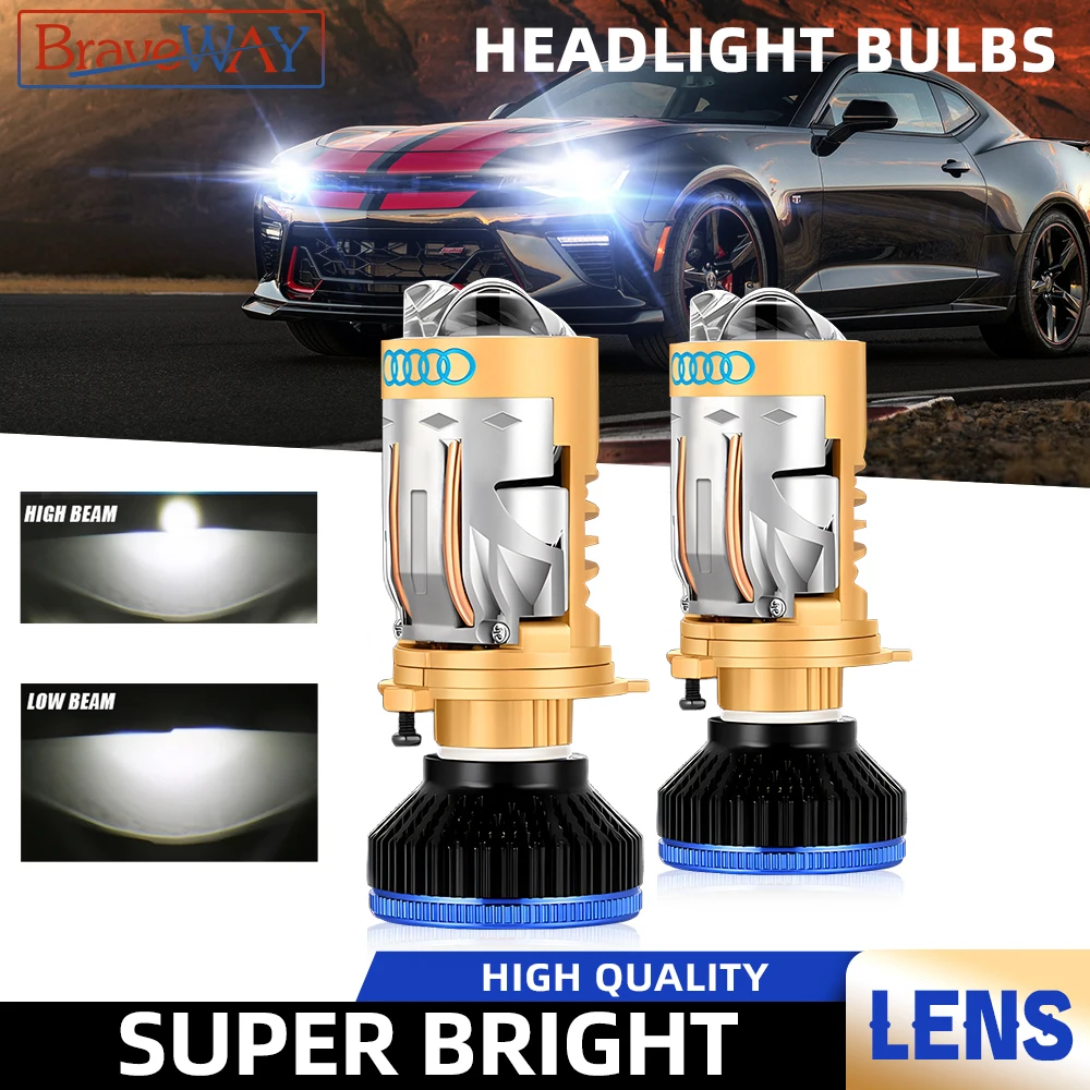 BraveWay Bi-LED H4 Headlight Bulb for Lens Mini Projector Light Bulbs for Motorcycle/Car  Perfect Cut-off Line180W