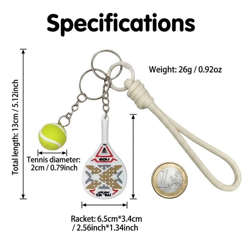 NOX Padel Racket Keychain Set Padel Accessories Mini Paddle Tennis Ball Key Ring Sports Gift for Padel Fans
