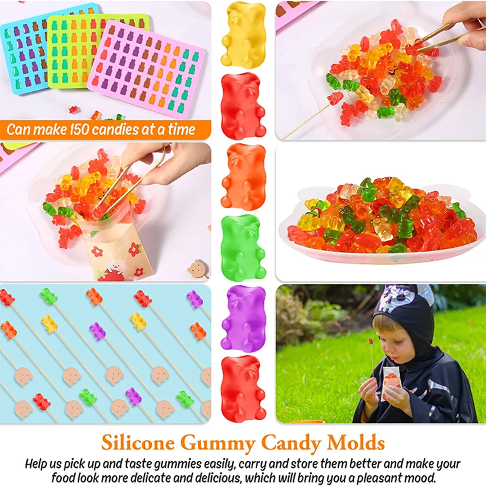 50Grids Gummy Bear Mold Silicone Bear Shape Candy Mold With Dropper DIY Chocolate Fondant Moulds Kitchen Baking Decoration Tools