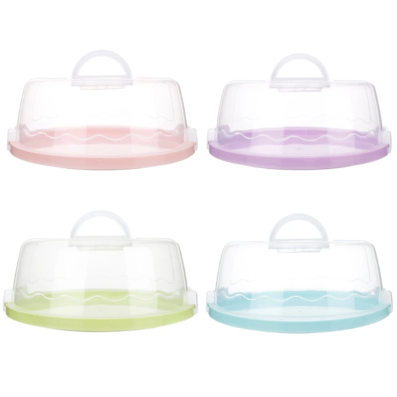 Portable Plastic Round Cake Box Cupcake Dessert Container for Case Sealing Handheld for Carrier Wedding Birthday Supplie